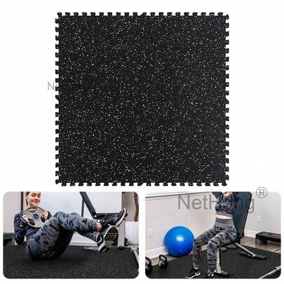 NetHong Gym Floor Mats EVA Foam & Rubber Top Interlocking Workout Floor Mats Waterproof Exercise Mats