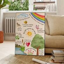 1 pieza Póster de afirmaciones para niños, Afirmaciones "Yo Soy" para niños, Pósteres de aprendizaje, Póster Montessori, Afirmaciones para niños, Salud mental infantil, Autoestima, para decoración de sala de estar, dormitorio, habitación de niños, arte de pared vintage sin marco