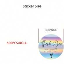 500pcs/Roll Rainbow Laser Thank You Shopping Commercial Decorative Adhesive Sticker Labels - 500pcs - View 3