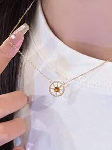 1 Stück Vintage Luxus Kubikzirkonia Achteckige Halskette, elegantes minimalistisches Design, geeignet für den täglichen Gebrauch von Frauen, Valentinstag/Geburtstagsgeschenk