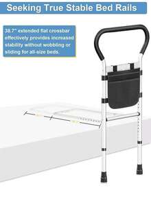 Safety Bed Rails Height Width Adjustable Bed Assist Rail - 黑與白 - 查看 4