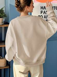 Damen Oversize Rundhalsausschnitt Langarm Sweatshirt für Herbst und Winter