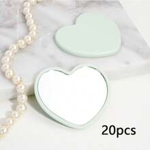 1 pieza/5 piezas/10 piezas/20 piezas/50 piezas Espejo compacto con forma de corazón, espejo portátil para estudiantes, espejo de bolsillo para viajes, espejo de maquillaje con forma de corazón