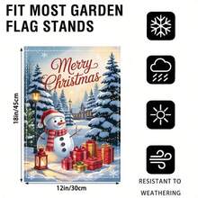 2D Flat, 1pc Double-Sided Snowman Christmas Yard Decoration Flag With Merry Christmas Lettering - Washable Polyester Outdoor Holiday Banner, No Electricity Needed, All-Weather Snowy Winter Scene With Snowman & Presents For Lawn, Porch, Garden - Easy To Hang With Hooks (Pole Not Included) - Festive Winter Welcome Sign,