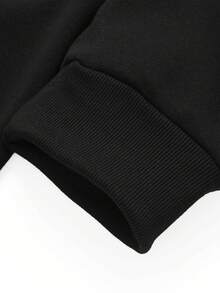 Plus Size Men's Casual Loose Fit Thermal Lined Sweatshirt, Boyfriend Style, Ins, Warm Winter Jacket