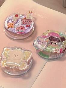 1 Gilded And Colorful Illustration Magnetic Phone Sliding Stand, Suitable For Magsafe Magnetic Stand, Personalized Cartoon Extendable Portable Phone Support Stand