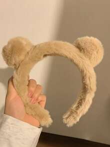 2 pièces/1 pièce Serre-tête mignon à oreilles de panda beige, accessoire de costume d'Halloween, de fête d'automne/hiver pour adultes et enfants, accessoire de cosplay