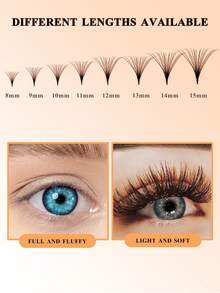 VP 800 Fans Curl:C/D 4D/5D /6D/8D/10D Pointy Base Short Stem Brown Premade Russian Volume Fans Faux Mink Premade Eyelash Extensions Makeup Cilios - C - View 5