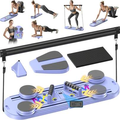 Pilates Board, Pilates Reformer Set, 12-in-1 Pilates Boards für das Training zu Hause, tragbar, faltbar, Pilates Trainingsgerät, Pilates Reformer Board