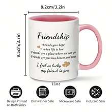1pc Best Friend Tea Mug - I'm Lucky My Friend Is You - 11-Ounce Ceramic Coffee Mug With A "You'll Always Be My Best Tea" Design. Dishwasher-, Perfect For Birthdays, Christmas, Anniversaries, And Long-Distance Gifts. Dishwasher- Mug | Playful Mug Design | Illustrated Mug - Friendship - View 9