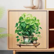 ملصق نباتات مزروعة واقعية - مصنوع من مادة الفينيل، مناسب لديكور جدران غرفة المعيشة أو غرفة النوم أو غرفة الدراسة، ملصقات ديكور الجدران