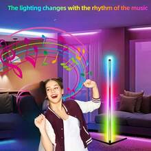 Lámpara inteligente LED de 155 cm de longitud, con carcasa de aleación de aluminio, durable, control remoto, alimentación por USB, control de aplicación, sincronización de música, diseño vertical negro, adecuada para sala de estar, dormitorio y espacios modernos, iluminación decorativa minimalista, decoración del hogar, iluminación ambiental, diseño minimalista, iluminación moderna, fabricación de alta calidad, materiales premium, brillo ajustable, decoración del hogar, diseño de interiores, ideal para Navidad, cumpleaños, bodas y otras festividades