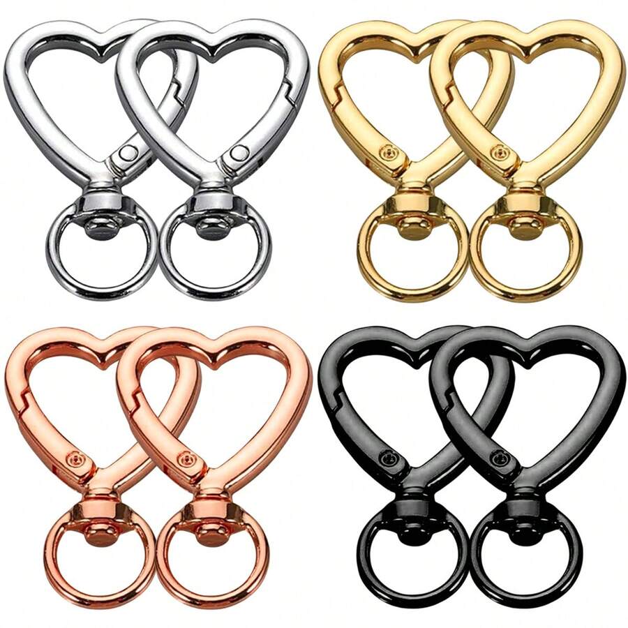 8/15pcs Heart Shaped Key Chain Clips With Spring Hooks, DIY Keychain, Suitable For Key Bags, Backpacks, Luggage Tags, Wallets And Handbag Accessories, Perfect Gift For Women - One Size - View 1