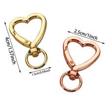 8/15pcs Heart Shaped Key Chain Clips With Spring Hooks, DIY Keychain, Suitable For Key Bags, Backpacks, Luggage Tags, Wallets And Handbag Accessories, Perfect Gift For Women - One Size - View 2