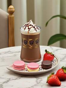 奢华咖啡杯套装 - 镀金郁金香玻璃杯和陶瓷碟，黑色茶杯，浪漫下午茶套装，适合茶会、礼品、乔迁之喜、婚礼，2 件套 - 彩色 - 查看 11