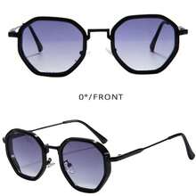 نظارات جديدة بإطار صغير ذو شكل متعدد الأوجه عصرية، ذات معبد معدني مصمم بسيط وشامل، مناسبة للارتداء اليومي وحفلات العطلات