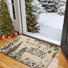 1pc Christmas Doormat, Christmas Element Decorative Floor Mat, Anti-Slip Christmas Indoor Doormat, Thickened Flannel Material, Soft, Comfortable, Easy To Clean, Suitable For Bedrooms, Living Rooms, Dining Rooms, Bathroom Entrances, Laundry Rooms - Multicolor - View 6