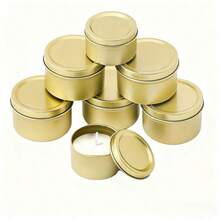 5/12 PIEZAS Latas de vela doradas para hacer velas, velas caseras DIY, artesanías, latas vacías para almacenamiento y empaque de regalos, latas de vela de aromaterapia con tapas, regalos festivos para amigos y decoración de mesa para reuniones familiares - Multicolor - Ver 2