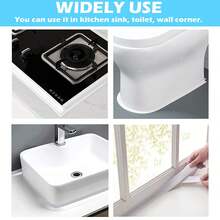 White Caulk Tape 1.5 Inch X 10.5 Ft, Self-Adhesive Waterproof Seal Strip For Bathroom, Kitchen Sink, Bathtub Joints. Peel And Stick No Tools Needed, Mold Resistant Gap Seal For Shower & Countertop. 1-Piece - 白色 - 查看 3