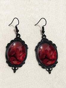 2 Stücke Gothic-Stil Whimsigoth rote übertriebene Hängeohrringe, geeignet für Alltag, Party, Treffen, Geschenk für Frauen
