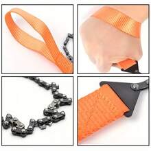 قطعة واحدة مجموعة منشار جيب محمول للبقاء في الهواء الطلق والتخييم - من الفولاذ المقاوم للصدأ خفيف الوزن، شفرة 11 سن، قابل للضبط العمق، يشمل حقيبة حمل من النايلون المتينة وسلسلة منشار آمنة - متعدد الألوان - مشاهدة 9