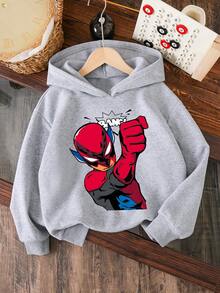 Tecknat mönster långärmad casual varm tröja för ung pojke