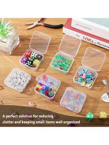 100 buc cutie de depozitare mini multifuncțională pentru machiaj și produse esențiale de înfrumusețare - organizator transparent și ușor pentru ruj, gene, pufuri - perfect pentru depozitare în baie, proiecte DIY, cutie compartimentată, cutie de depozitare, cadou ideal pentru meșteri și iubitorii de bijuterii - Multicolor - Vizualizare 4