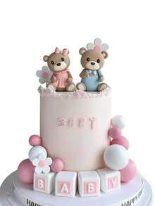 2 件 - 可爱泰迪熊蛋糕装饰、婴儿洗礼蛋糕装饰、软橡胶娃娃装饰、泰迪熊生日蛋糕装饰、婴儿洗礼装饰、性别揭秘派对 - 彩色 - 查看 9