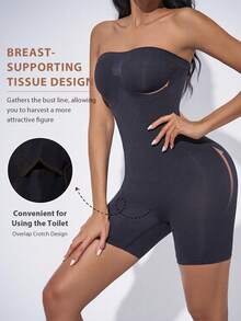 Women's Strapless Bodycon Playsuit Jumpsuit - Black - View 4