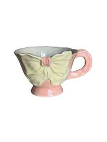 1pc 180ml手绘蝴蝶结陶瓷咖啡杯，手工扁平手柄马克杯，适用于咖啡拿铁，手工咖啡，办公室牛奶杯，水杯，节日礼物，女朋友杯，下午茶杯，节日装饰Back To School Back To School - 彩色 - 查看 15