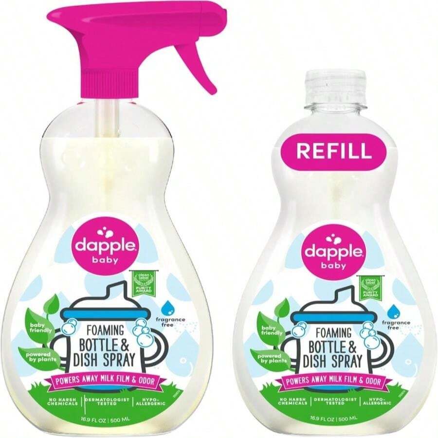 Dapple Baby Bottle &Amp; Dish Foaming Power Spray, Hypoallergenic Dish Soap For Baby Bottles, Powered By Plants, Fragrance Free, 16.9 Fl Oz (Pack Of 2) - ColorC - 查看 1