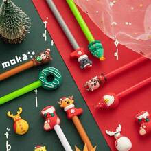 1 pieza, Bolígrafo de gel de dibujos animados de Navidad de invierno, recambio de 0.5mm, bolígrafo creativo, útiles escolares para estudiantes, suministros de oficina, adecuado para la escuela, la oficina y el hogar, escritura suave, regalo navideño, bolígrafo para firmar, excelente material de papelería y útiles escolares, regalo ideal para Navidad.