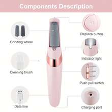 1PC Electric Foot File, USB Rechargeable With 2-Speed Shift Wheel And LED Light, Professional Hard Beige Exfoliating Tool For Dry And Cracked Heels And Dead Skin