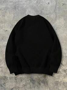 Áo len cổ tròn dáng rộng, họa tiết Andreilee, thích hợp cho cả nam và nữ, phù hợp cho mùa xuân, thu và đông. - màu đen - Xem 3