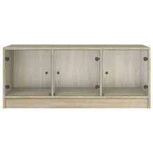 Coffee Table With Glass Doors Sonoma Oak 102x50x42 Cm - Brown - View 7