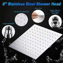 Regaderas para Baño de Lluvia de Alta Presión, Set de 8'' Cabeza de Ducha de Alta Presion, con 5 Modos Regadera de Mano y Manguera 120 (Plata) - 1 - Ver 2