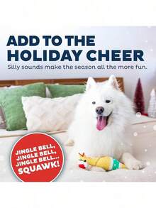 Outward Hound By Charming Pet Squawkers Earl Latex Squeaky Rubber Chicken Dog Toy, Funny Interactive Holiday Toy Dogs, Large Size - Bá tước Giáng sinh - Xem 8