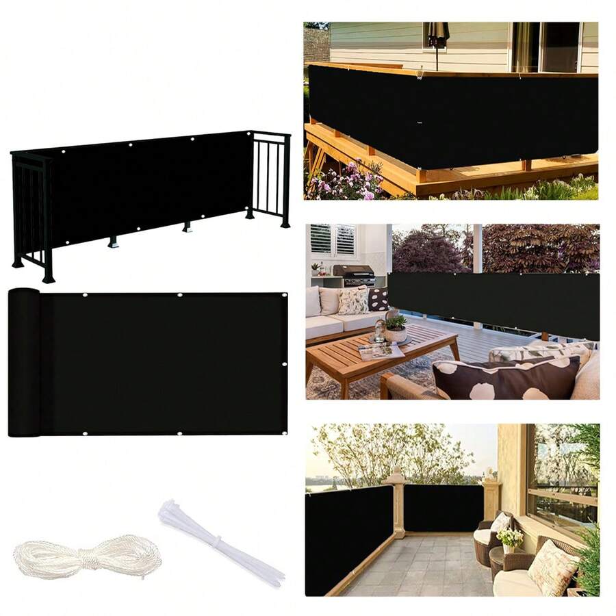 Black Privacy Fence Screening Cloth, Garden Balcony Privacy Protection Screen, Fence Shielding Protective Net, Suitable For Deck, Patio, Backyard, Outdoor Pool, Porch, Railing, Lawn And Gardening