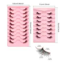 7-10-14-20 pares de pestañas naturales para gatos, pestañas set de pestañas, pestañas postizas, pestañas cómicas, pestañas transparentes y esponjosas, pestañas postizas, pestañas falsas, pestañas esponjosas, grupos de pestañas postizas, pestañas de visón, kits de pestañas kit de extensiones, pestañas esponjosas, pestañas puntiagudas - Negro - Ver 9