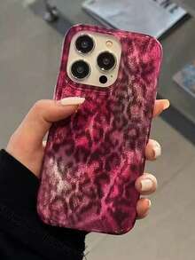 Ốp lưng điện thoại silicon in họa tiết da báo hồng, 1 chiếc, thời trang, may mắn, in họa tiết da báo đỏ lấp lánh, chất liệu silicon mềm mại, phù hợp với 17 AIR 16 15 14 13 12 Pro Max 11, quà tặng mùa xuân, sinh nhật. - họa tiết da báo màu hồng - Xem 5