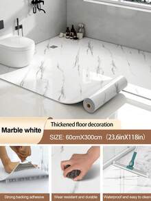 1 Roll 1.3mm Glossy Marble Pattern Self-Adhesive Vinyl Plank Flooring, 15.7x118.1 Inches, Vinyl Plank Flooring, Linoleum Vinyl Sheet Floor Covering, Waterproof & Wear-Resistant, DIY Installation For Room, Office, Kitchen (Marble Pattern, Black) - Multicolor - View 15