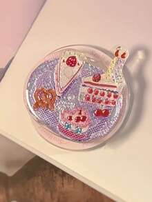 1 Gilded And Colorful Illustration Magnetic Phone Sliding Stand, Suitable For Magsafe Magnetic Stand, Personalized Cartoon Extendable Portable Phone Support Stand