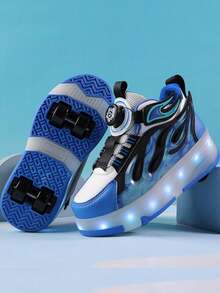 Unisex LED aufladbare Rollerschuhe, Kinder Rollschuhe, multifunktionale verwandelbare Rollerschuhe, geeignet für alle Jahreszeiten, mit abnehmbaren Rädern für Outdoor- und Sport-Rollschuhlaufen