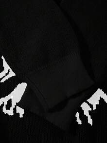 Áo len cổ tròn dáng rộng, họa tiết Andreilee, thích hợp cho cả nam và nữ, phù hợp cho mùa xuân, thu và đông. - màu đen - Xem 5