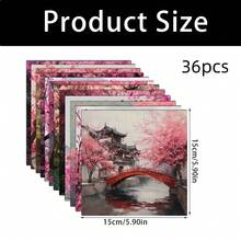 24/36 peças 5,9*5,9 polegadas bloco de papel para scrapbook com pintura de paisagem em flor de ameixa, papel criativo de alta qualidade para scrapbooking de um lado, para scrapbooking faça você mesmo, criação de cartões, diário e artesanato - Multicolorido - Ver 13