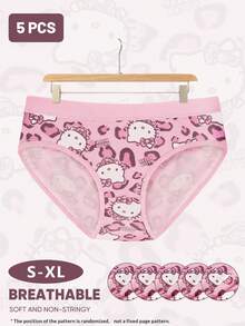 Sanrio 5pcs/Pack Women's Cute Hello Kitty Printed Comfortable Cotton Panties