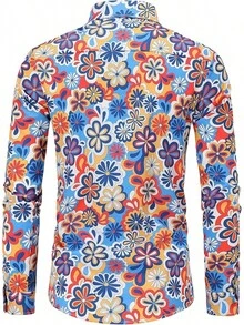 70s Outfits For Men Long Sleeve Casual Button Down 70s Disco Retro Paisley Shirt 70s Floral Vintage Hip Hop Shirts-20256688 - Màu sắc---5 - Xem 6