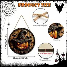 Décoration d'Halloween 2D Citrouille d'Halloween Sorcière Logo rond en bois Décoration créative Marque