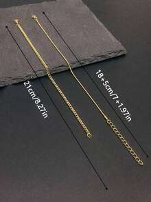 Set de 2 pulseras de cadena de acero inoxidable chapado en oro, diseño minimalista para hombres, adecuado para uso diario, ir al trabajo, vacaciones, regalo para novio