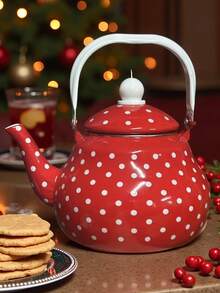 1pc Handmade Thickened Enamel Teapot, Suitable For Gas Stove Direct Heating & Pour Over Tea, Portable Water Kettle For Camping & Picnic, Christmas & New Year Creative Gift Set - Pear Shape - View 12